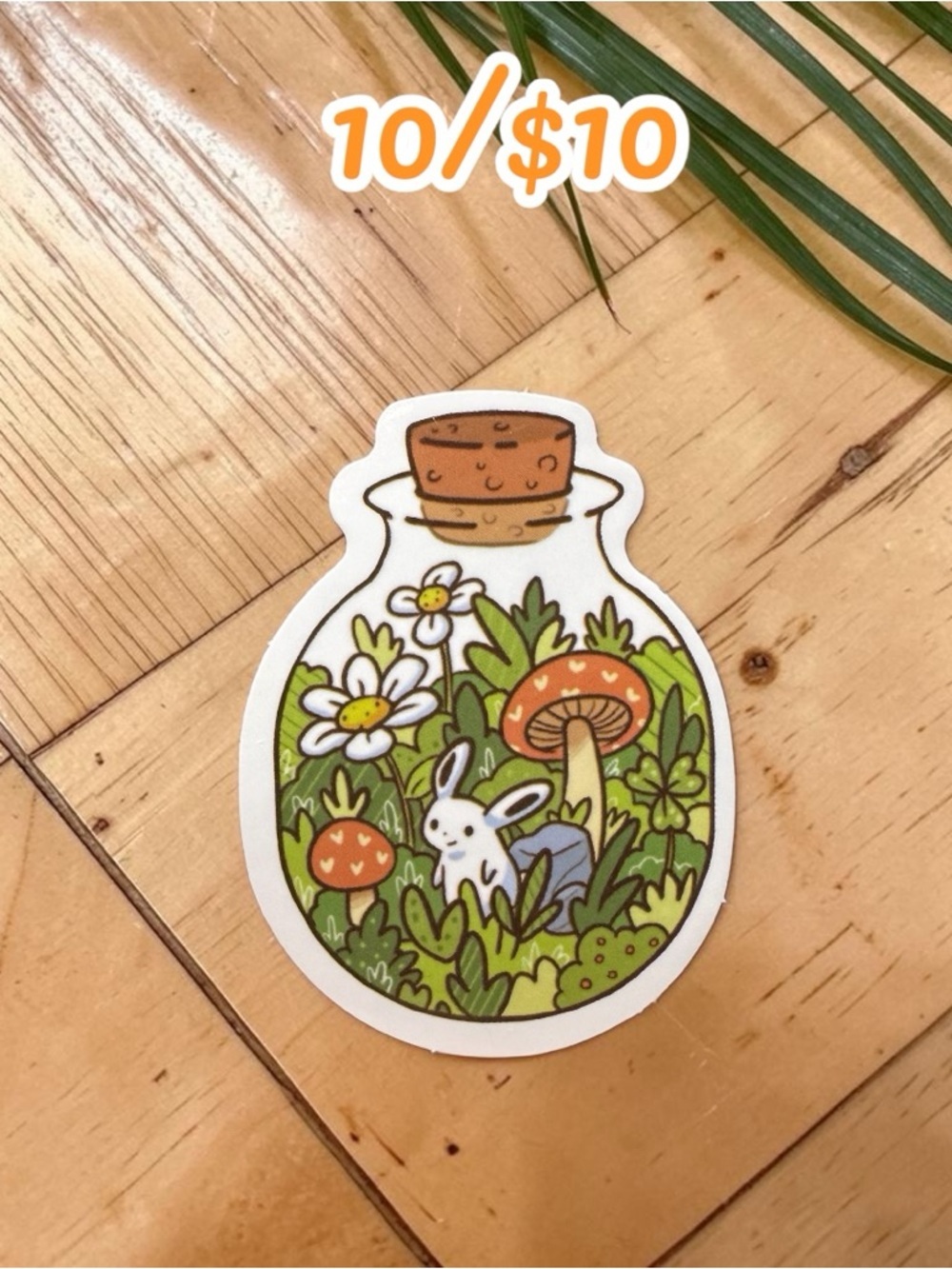 Bunny in Jar Sticker – Cute Cottagecore Rabbit Vinyl Decal | Woodland Mushroom